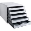 Exacompta cutie de sertare Big Box Maxi 6 compartimente gri deschis pentru organizarea biroului