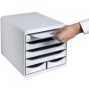 Exacompta cutie de sertare Big Box Maxi 6 compartimente gri deschis pentru organizarea biroului