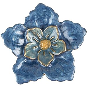 Clayre & Eef Buton de ușă Flower Blue Iron 4x3x4 cm