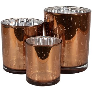 Clayre Eef Tea Light Holder Set de 3 case de sticlă maro...