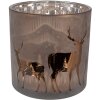 Clayre Eef tealight holder cerb motiv sticlă maro Ø 15x15 cm stil țară