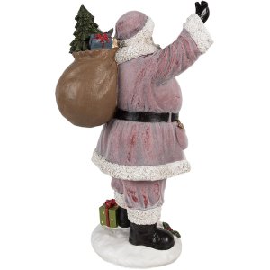 Clayre & Eef Moș Crăciun Figurină roz 43 cm Polyresin Decorațiune de Crăciun