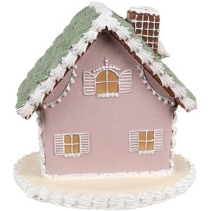 Clayre Eef Casă de turtă dulce 12 cm Roz Polyresin Decorațiune de Crăciun