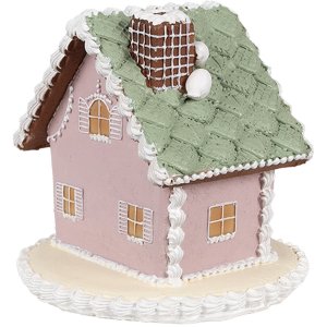 Clayre Eef Casă de turtă dulce 12 cm Roz Polyresin Decorațiune de Crăciun