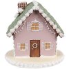 Clayre Eef Casă de turtă dulce 12 cm Roz Polyresin Decorațiune de Crăciun