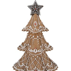 Clayre & Eef Decoratiuni de Craciun Pom Ø18x32cm Brown Gingerbread Design Poliresina