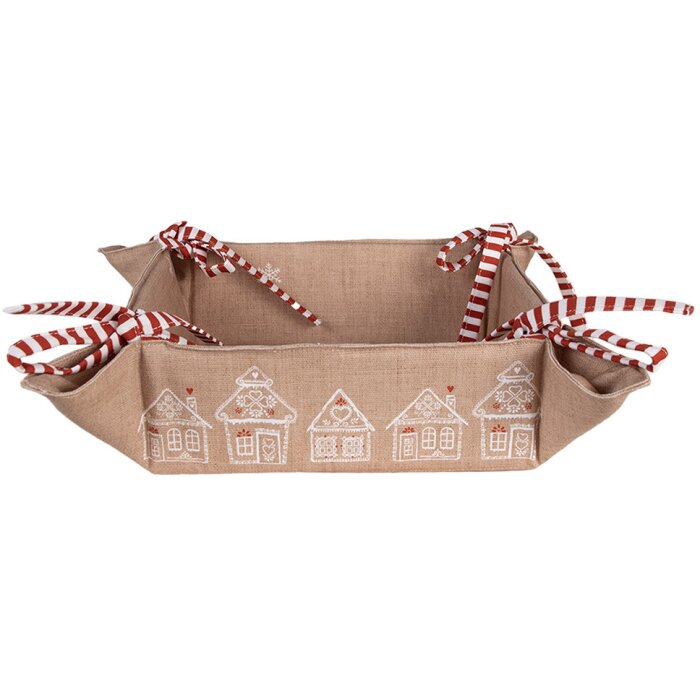 Clayre Eef Coș de pâine Gingerbread House 35x35x8 cm Brown Cotton Country Style