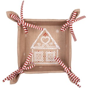 Clayre Eef Coș de pâine Gingerbread House 35x35x8 cm Brown Cotton Country Style