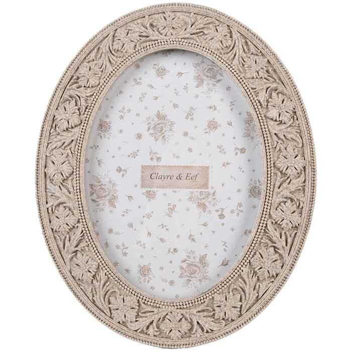 Clayre & Eef 2F1166 Cadru foto Bej Oval 19x23 cm pentru fotografii 13x18 cm Boho