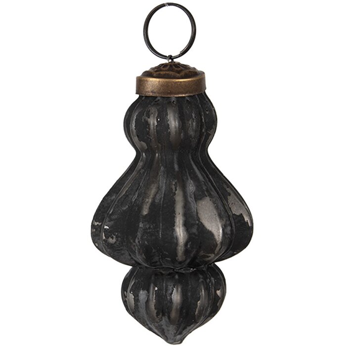 Clayre & Eef 6GL4693 Pom de Crăciun Bauble negru gri Ø 5x8 cm Sticlă