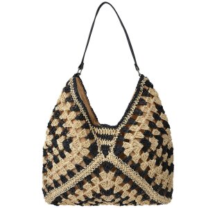 Juleeze JZBG0297 Beach Bag Beige Black 38x40 cm Boho...