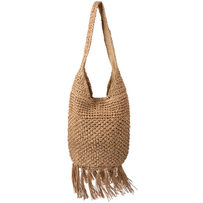 Juleeze JZBG0301 geantă de plajă 35x35 cm maro sintetic franjuri boho-look