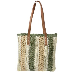 Juleeze Beach Bag 36x40 cm Beige Green Boho Synthetic