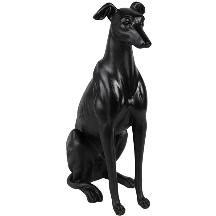 Clayre & Eef 6PR5069 Figurină decorativă câine negru 20x10x30 cm Poliresină