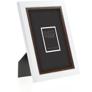 ZEP Cadru foto din lemn Caen 15x20 cm bicolor alb-maro sticlă transparentă de înaltă calitate