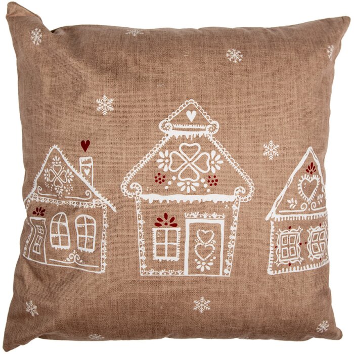 Clayre & Eef GBB22 Husă de pernă Brown White 45x45 cm Stil rustic