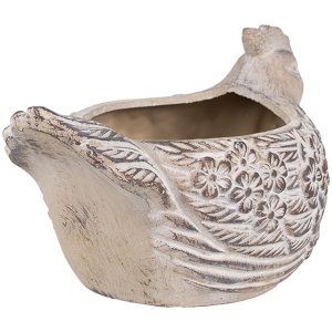 Clayre & Eef 6TE0542L Ghiveci de flori pui bej maro 26x16x15 cm