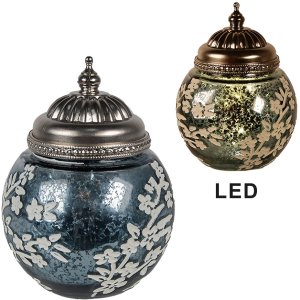 Clayre & Eef 6GL4594 LED decor sticlă albastru alb...