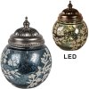 Clayre & Eef 6GL4594 LED decor sticlă albastru alb Ø 11x15 cm stil țară 2xAAA