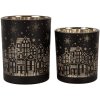 Clayre & Eef 6GL4606 Set de suporturi pentru lumânări de ceai Black Gold Ø 9x10 Ø 10x12 cm