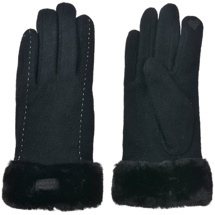 Juleeze JZGL0090Z Mănuși negru 9x23x2 cm Faux Fur Poliester cald