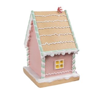 Clayre & Eef 6PR4264 Suport pentru ciorapi de Crăciun Casa de turtă dulce Roz 13x10x18 cm