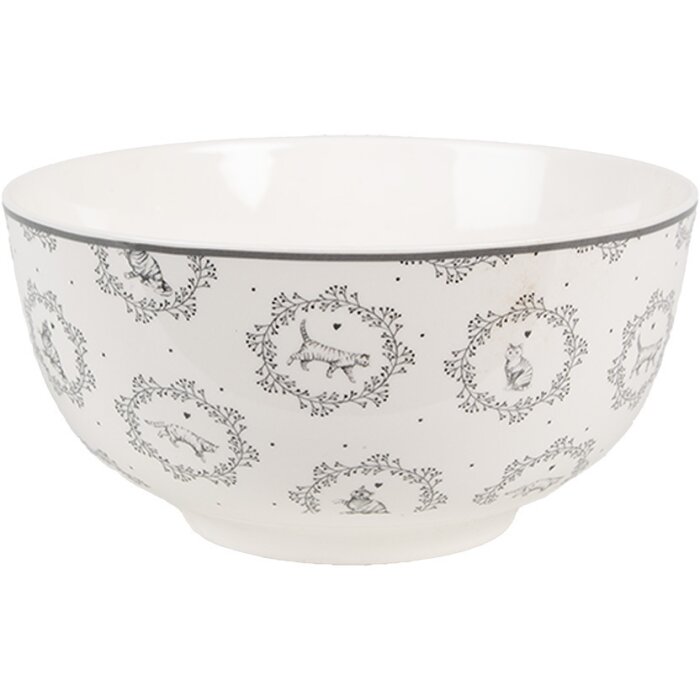 Clayre & Eef LGCBO Supa Bowl Porțelan Ø 14x7 cm 500 ml Alb Gri