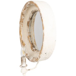 Clayre & Eef 62S304 Oglindă de perete cu lampă Shabby Chic Bej 38x14x47 cm E14