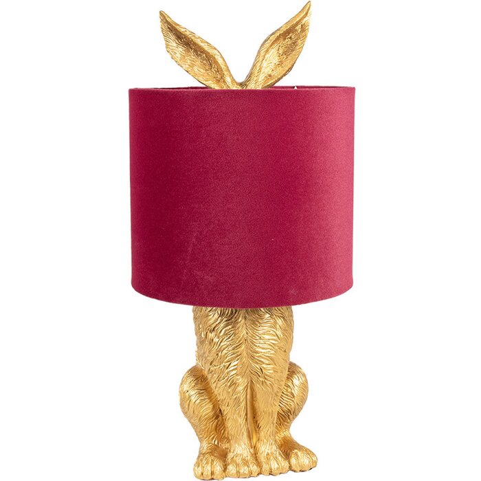 Clayre & Eef 6LMC0099GOVBU Lampă de masă Rabbit Gold Red Ø 20x43 cm E27 60W