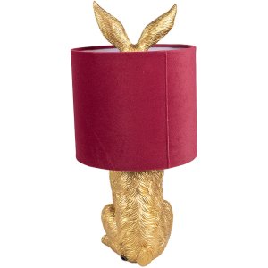 Clayre & Eef 6LMC0099GOVBU Lampă de masă Rabbit Gold Red Ø 20x43 cm E27 60W