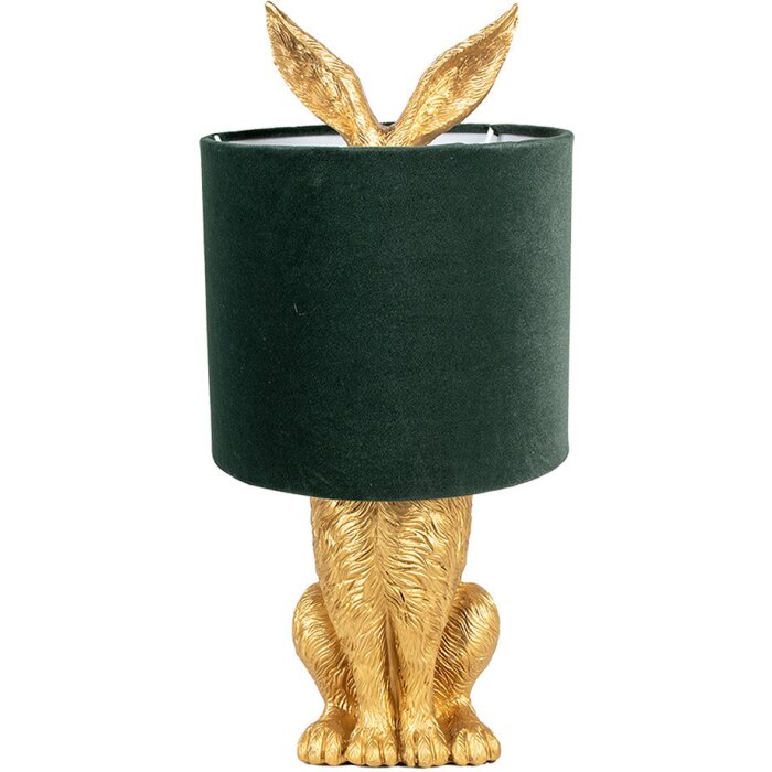 Clayre & Eef 6LMC0099GOVGR Lampă de masă Rabbit Design Gold Green Ø 20x43 cm E27