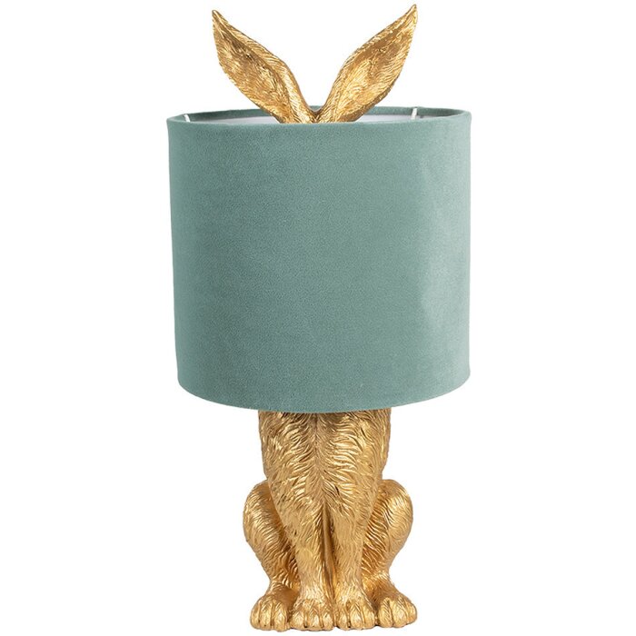 Clayre & Eef 6LMC0099GOVLGR Lampă de masă Rabbit Gold Green Ø 20x43 cm E27 60W