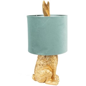 Clayre & Eef 6LMC0099GOVLGR Lampă de masă Rabbit Gold Green Ø 20x43 cm E27 60W