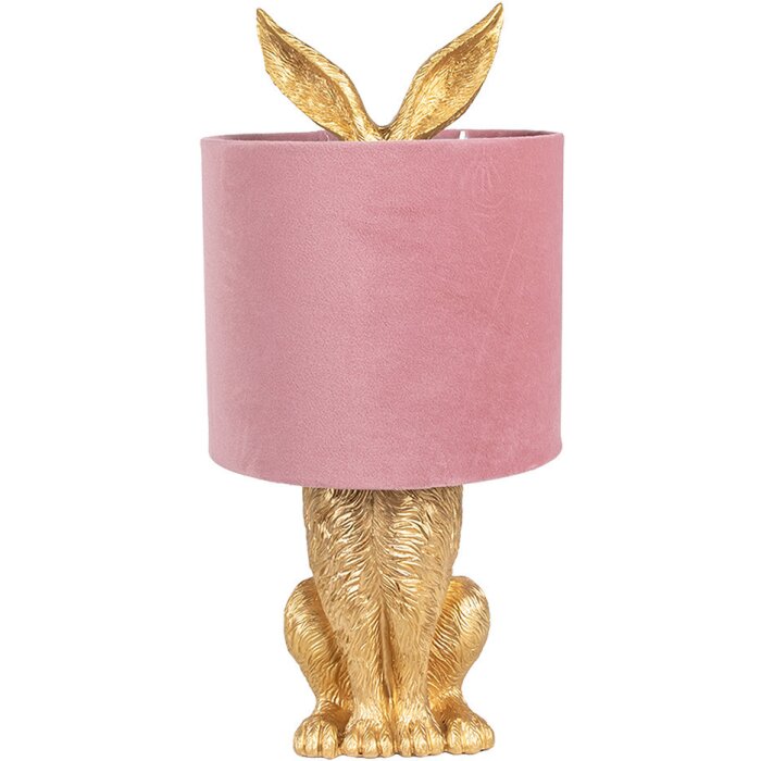 Clayre & Eef 6LMC0099GOVP Lampă de masă Rabbit Gold Pink Ø20x43 cm E27 60W