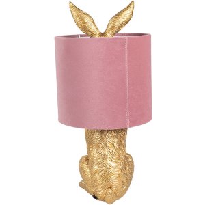 Clayre & Eef 6LMC0099GOVP Lampă de masă Rabbit Gold Pink Ø20x43 cm E27 60W