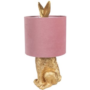 Clayre & Eef 6LMC0099GOVP Lampă de masă Rabbit Gold Pink Ø20x43 cm E27 60W