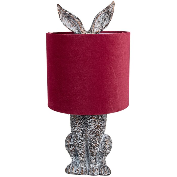 Clayre & Eef 6LMC0099VBU Lampă de masă Rabbit Design roșu Ø 20x43 cm E27 60W