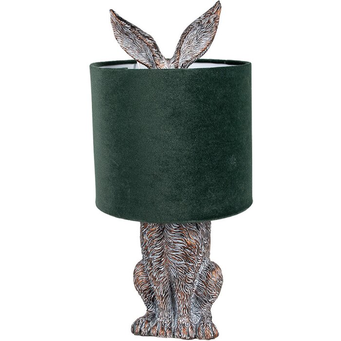 Clayre & Eef 6LMC0099VGR Lampă de masă rabbit design verde Ø 20x43 cm E27 60W