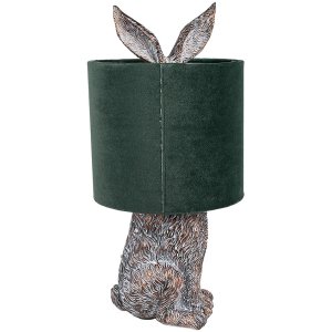 Clayre & Eef 6LMC0099VGR Lampă de masă rabbit design verde Ø 20x43 cm E27 60W