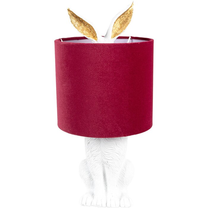 Clayre & Eef 6LMC0099WVBU Lampă de masă Rabbit White Red Ø 20x43 cm E27 60W