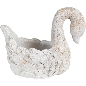 Clayre & Eef 6TE0548 Vas de flori Swan 19x11x15 cm Aur alb