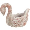 Clayre & Eef 6TE0549 Ghiveci de flori Swan Antique Look Gri Roșu 19x11x15 cm Piatră