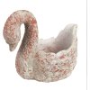 Clayre & Eef 6TE0549 Ghiveci de flori Swan Antique Look Gri Roșu 19x11x15 cm Piatră