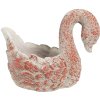 Clayre & Eef 6TE0549 Ghiveci de flori Swan Antique Look Gri Roșu 19x11x15 cm Piatră