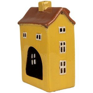 Clayre & Eef 6CE1885 Suport pentru lămpi de ceai Casă ceramică galbenă 12x8x18 cm Stil rustic