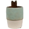 Clayre & Eef 6CE1878 Ghiveci de flori Ceramică verde bej Ø 11x17 cm Stil rustic