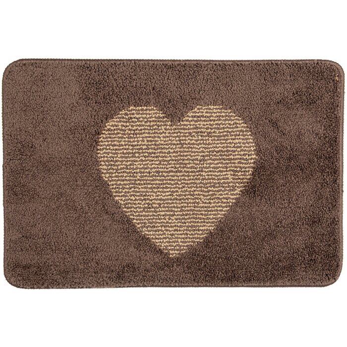 Clayre & Eef BM0007CH Covoraș de baie Heart Brown Beige 58x38 cm