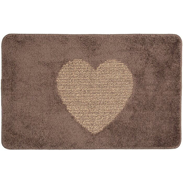 Clayre & Eef BM0008CH Covoraș de baie Heart Motif Brown 78x48 cm