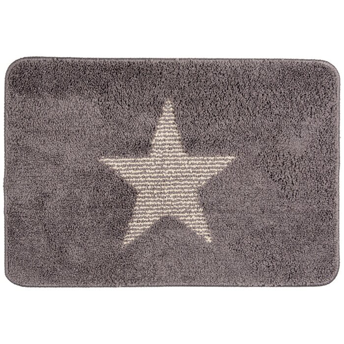 Clayre & Eef BM0009G Covoraș de baie Grey Star 58x38x2 cm