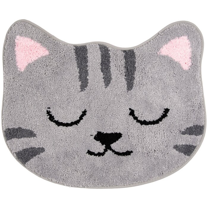 Clayre & Eef BM0012 Covoraș de baie Cat Grey 60x50 cm